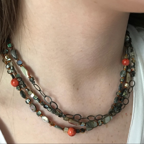Silpada 925 Red Sponge Coral& Abalone Necklace - Picture 7 of 7